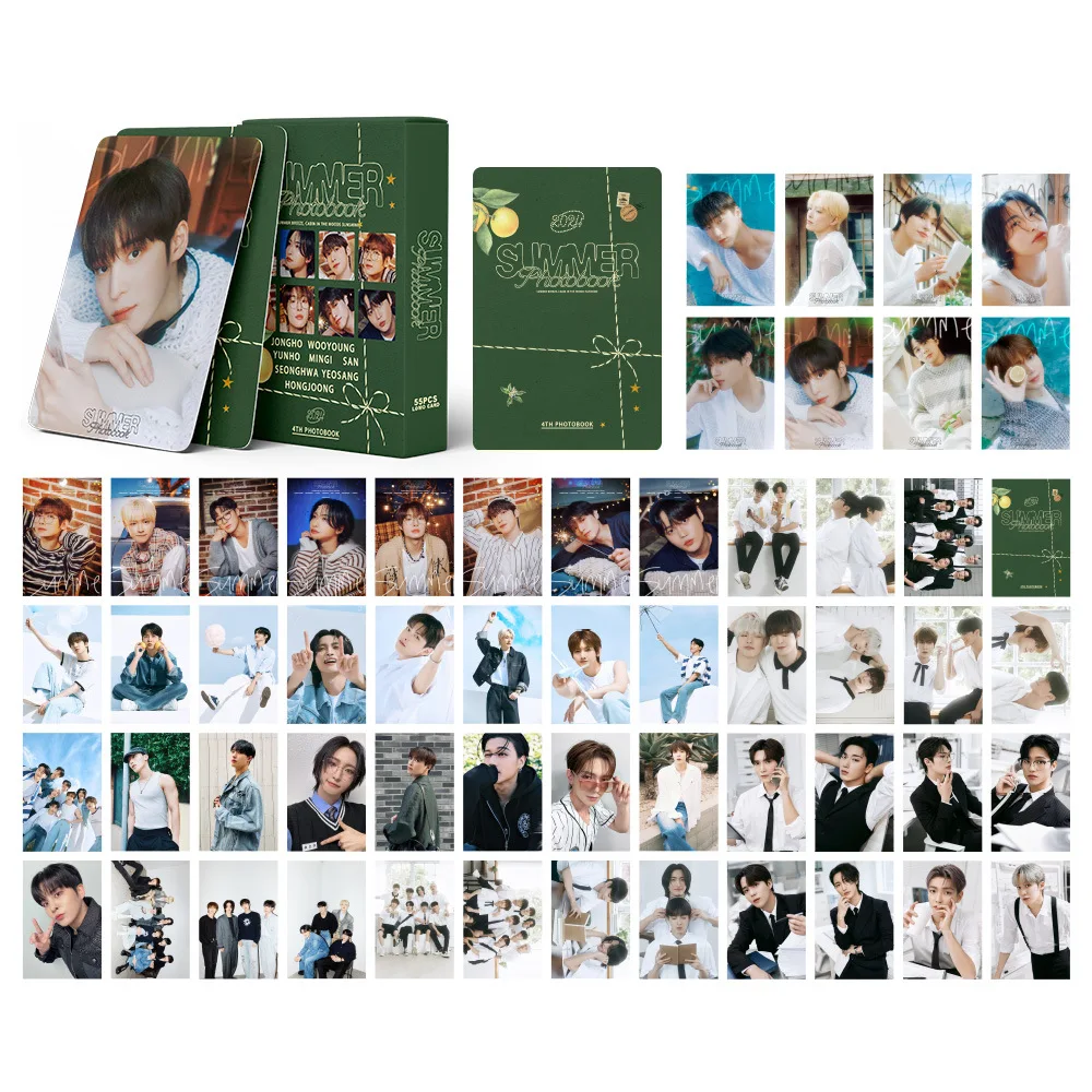 55pcs/set Kpop ATEEZ Lomo Cards 2024 Photo album SUMMER PHOTOBOOK