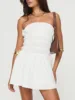 Women Strapless Mini Dress Summer Solid Color Ruched Backless Party Dress for Cocktail Streetwear Aesthetic Clothes 1