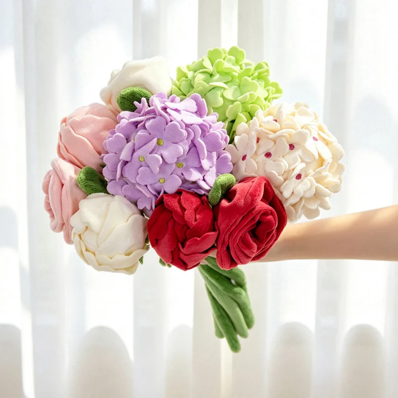 DIY 꽃 인형 장미 꽃다발, 여자친구 발렌타인 생일 선물용 귀엽고 부드러운 ..