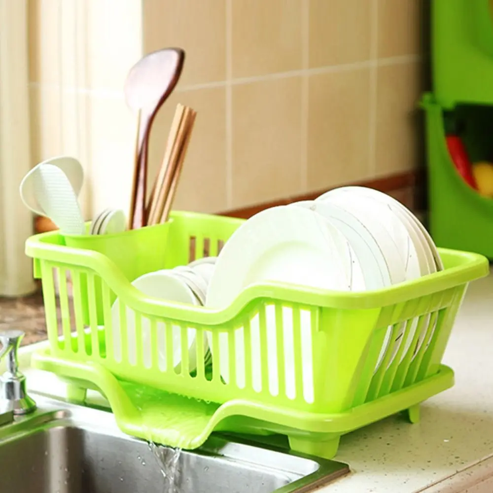 Dish Drying Rack Kitchen Utensils Drainer Rack with Drain Board Countertop Dinnerware Plates Bowls Chopsticks Spoons Organizer 4
