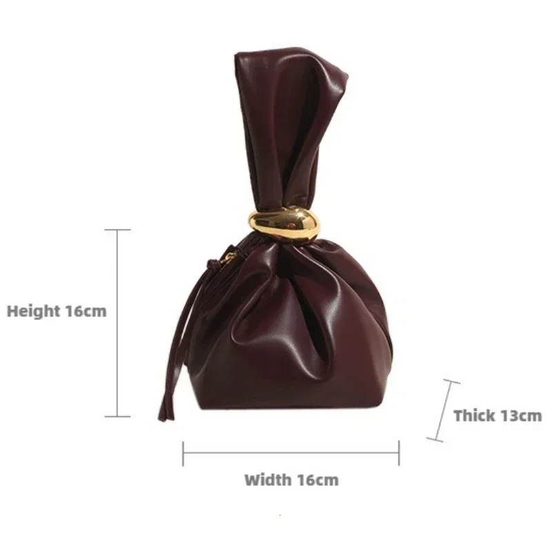 Personalized Soft Leather Clutch Bag Luxury Designer Women Pleated Mini Bucket Pouch Temperament Side Zipper Party_voghion.com
