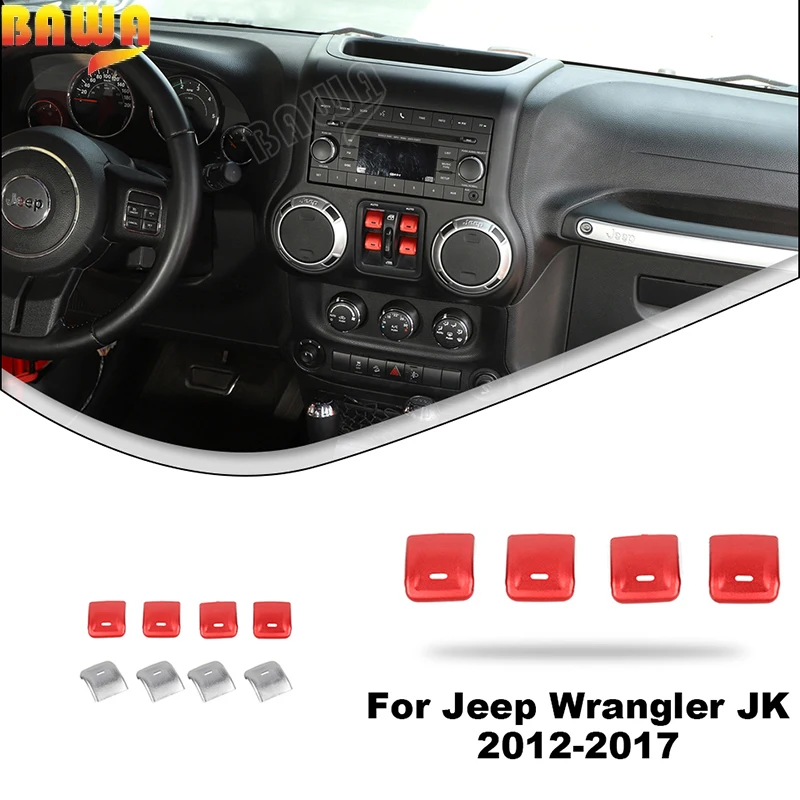 ジープ・ラングラー 3代目 JK 用 車用ハンドルカバー 車のステアリングホイールパネルガーニッシュ ダッシュボードトリムストリップ 用のジープ 用のラングラー JK 2011-2017 用 エアコンスイッチパネルデコレーションカバー