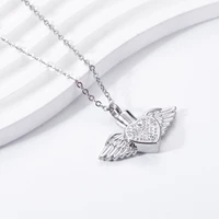 Stainless Steel Rhinestone Heart&Angel Wing Memorial Urn Necklace Pendant Women Keepsake jewelry for ashes cremation 2