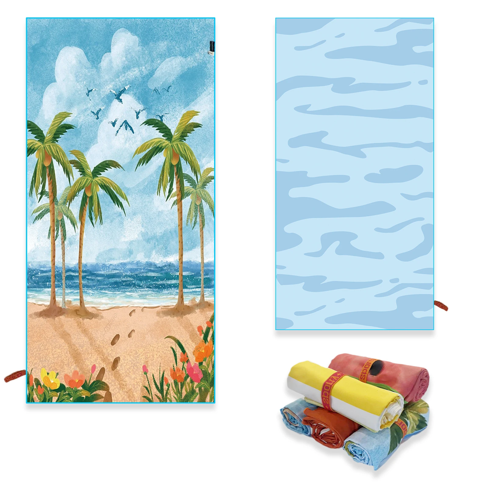 1 PC Large Size Beach Towel XXL Coconut Palm Printed Quick Drying Microfiber Portable Towels For Summer Days Sport Towel