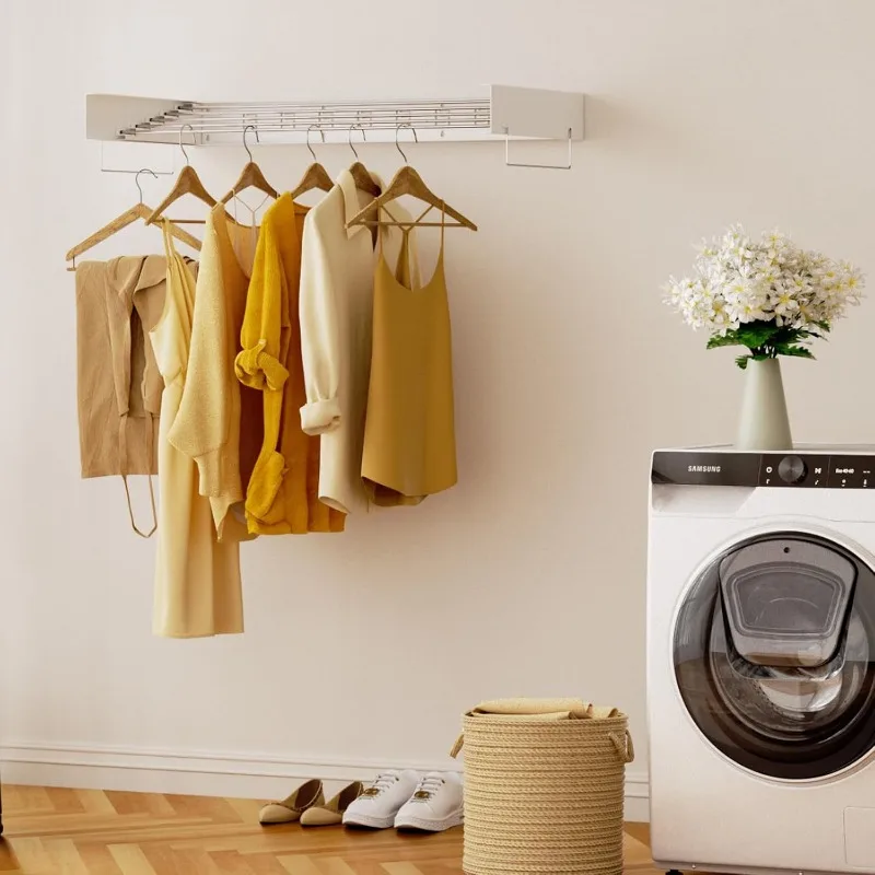 Laundry Wall Mounted Clothes Drying Rack, 40 INCH Wide, 60lbs Capacity,16.4 Linear Ft,Foldable Clothing Drying Rack 6