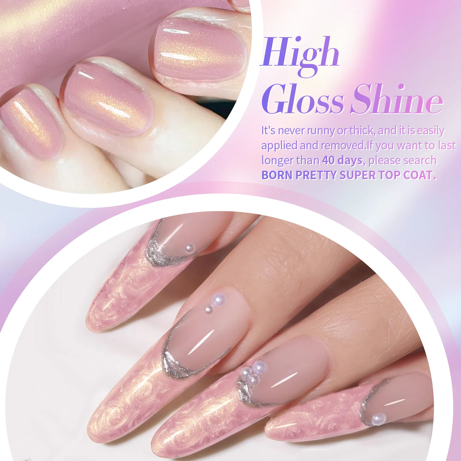 본 프리티 7ml 밀키 플래닛 쉘 스레드 네일 젤 폴리쉬 6개/세트 울트라 샤인 펄 화이트 소크 오프 UV 젤 네일 아트 바니쉬 키트