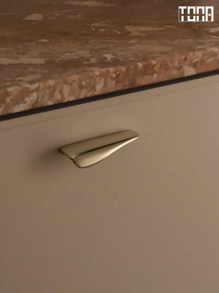 มือจับเฟอร์นิเจอร์ทองเหลือง โครเมียมเงา มือจับตู้แบบยุโรป มินิมอล มือจับหัวเตียงรูปเห็ด 1