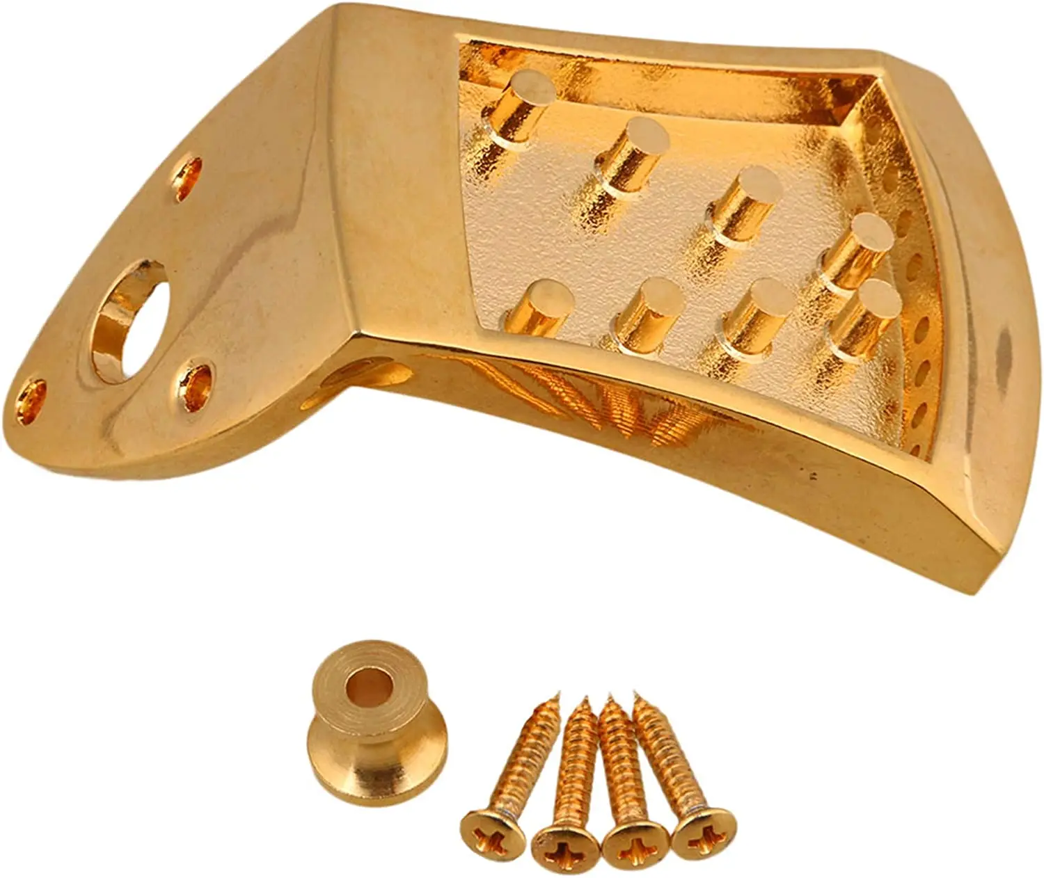 

75x45x9mm Golden Metal Triangle Mandolin Tailpiece Parts for 8 String Arched Top Mandolin with Screws