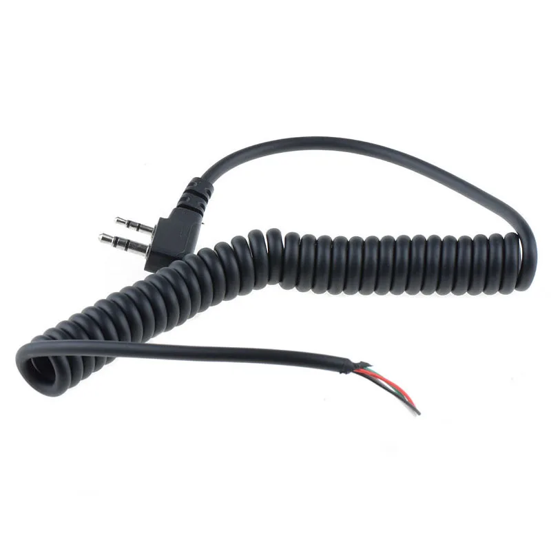 DIY 4-Wire Microphone Cable 2pins K Plug PTT Mic Speaker Spring Cable for Baofeng UV-82 UV-5R For Kenwood TK370 Walkie Talkie