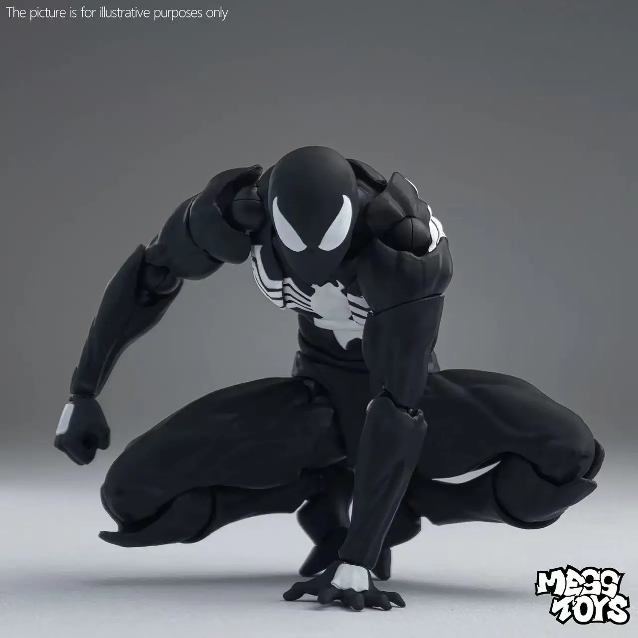 MESS TOYS Black Neighbor Symbiotic Spider-Man Black Venom Warsuit Gemeinsames praktisches Modell