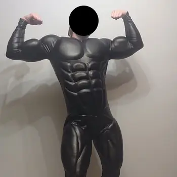 블랙 근육 세트 코스프레, 할로윈 스판덱스 베이지 컬러, 대형 이벤트 플레이 의상, 크리스마스 부활절 축제