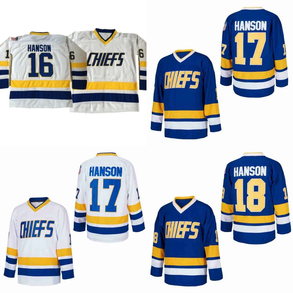Ice Hockey Jerseys Hanson Brothers Charlestown Chiefs 16 Jack 17 Steve 18 Jeff Movie Hockey Jersey