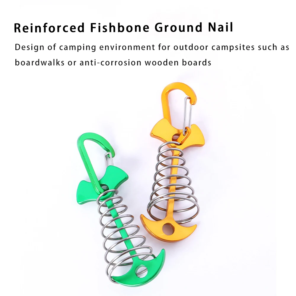 Description Picture 5 of itemTARKA 10pcs Camping Deck Nails Spring Fish Bone Nails with Hooks Wooden Board Tent Pegs Ground Nails Climbing Tent Accessories