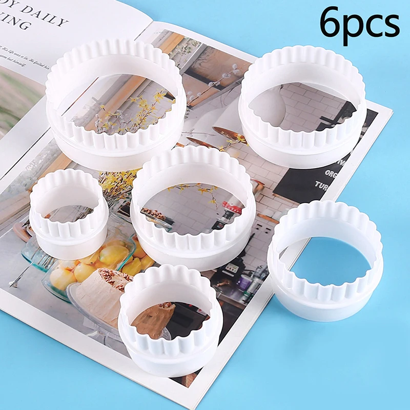 Cookie Cutters 6Pcs/Set White Wave Round Double-sided For Kitchen Baking Pastry Candy Chocolate