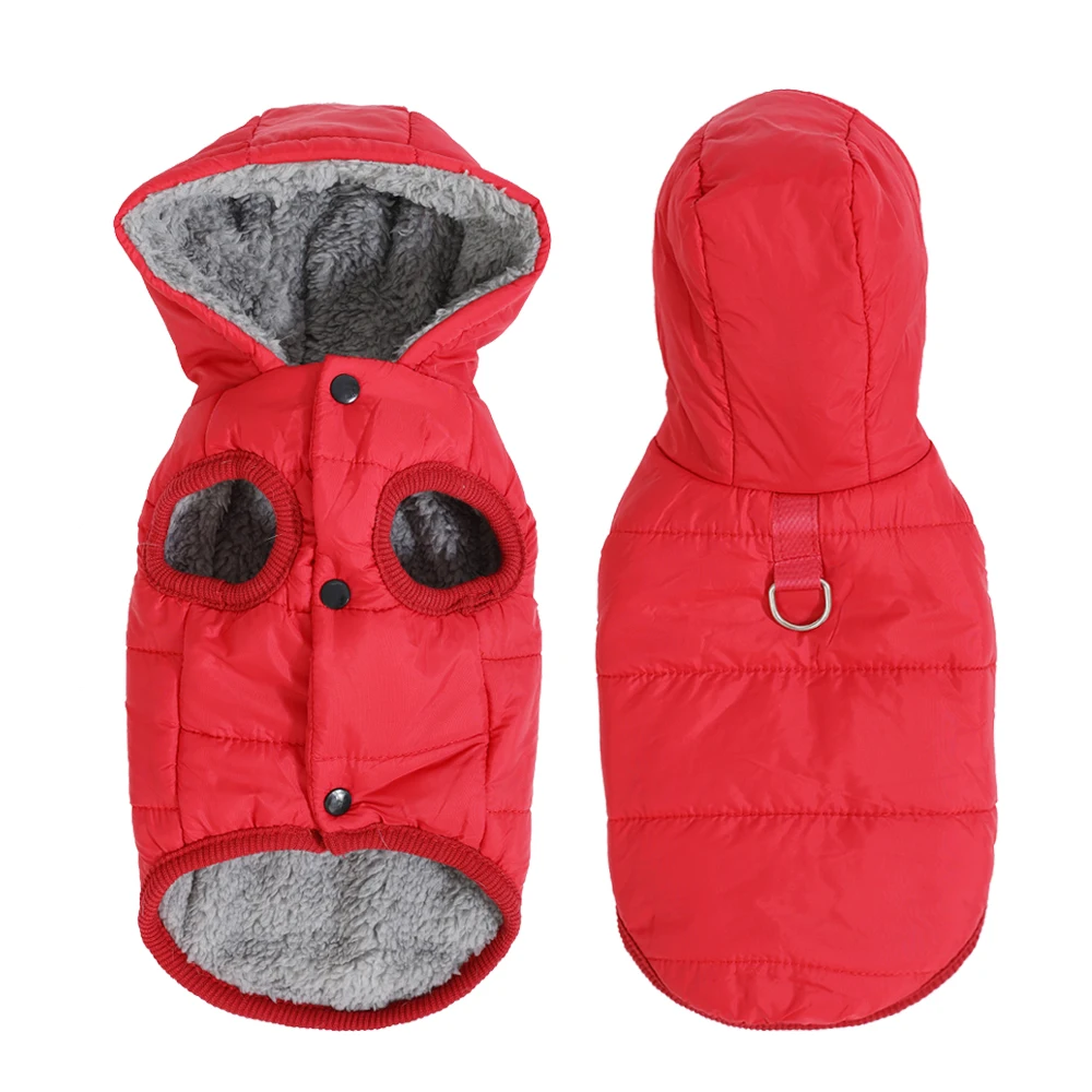 Winter Pet Puppy Clothes Hooded Jacket For Small Medium Dogs Cats Waterproof Thick Dog Coat Hoodie With D-ring Chihuahua Outfits