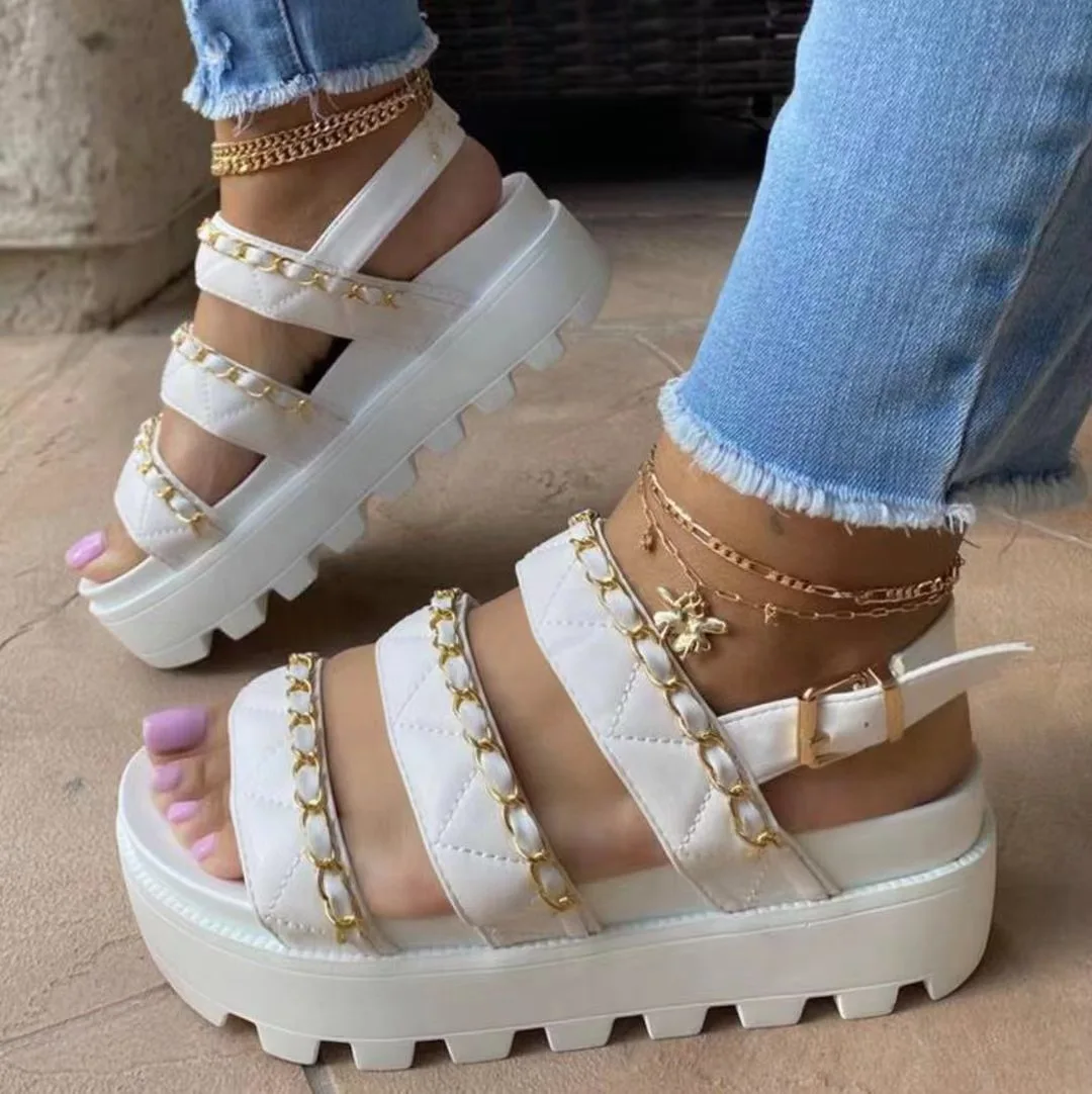 Women Sandals Fashion Platform Gladiator Sandals Open Toe Buckle Strappy Height increase Summer Women Sandalias