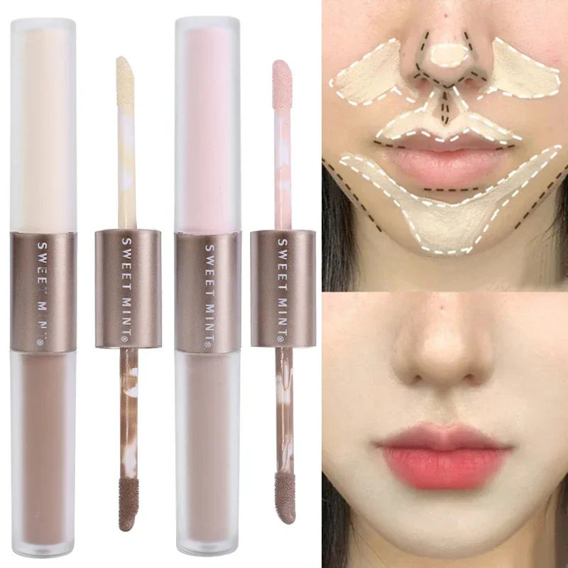 Waterproof 2 In 1 Liquid Contouring Stick Matte High Gloss Nose Shadow Brightening Face Bronzer Highlighter Makeup Cosmetics
