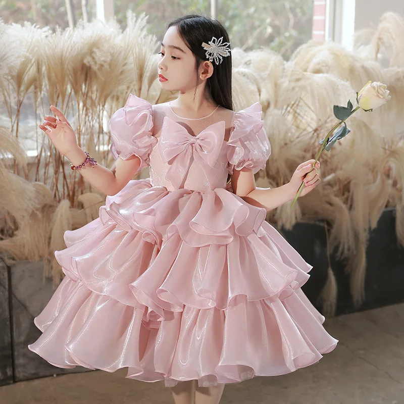 

Flower Girls Evening Ball Gown Kids Big Bow Design Spanish Lolita Princess Dress Children Birthday Baptism Party Dresses