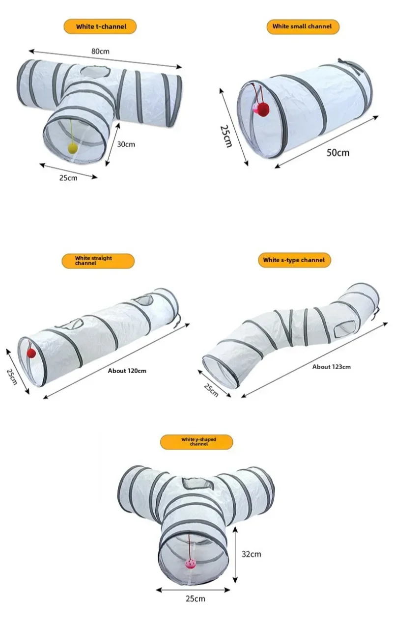 New Pet Cat Tunnel Toys Foldable White Pet Cat Kitty Training Interactive Fun Toy For Cats Rabbit Animal Play Tunnel Tube