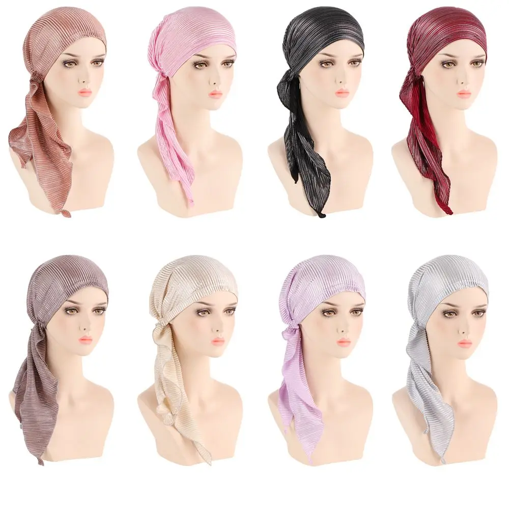 Hair Loss Women Headwrap Headwear Headscarf Beanie Cap Muslim Hijab Pre-Tied Bonnet Cancer Chemo Cap 2