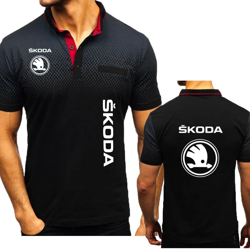 

2022 New Casual Men's Polo Shirt Top 100% cotton Polo Shirt Skoda car logo print Hip Hop Fashion golf t-shirt Men's Clothing