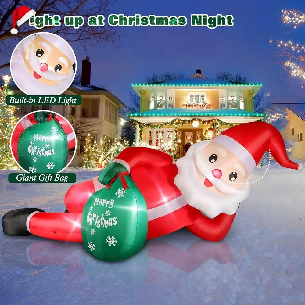 SEASONBLOW 12 FT Christmas Inflatable Black Santa - LED Lighted Giant Blow Up Yard Decoration