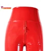 New Red Sexy Open Crotch Women Pants PU Double Zipper Bodycon Trousers Ladies Exotic Slim Nightclub Micro Elasticity Leggings 2