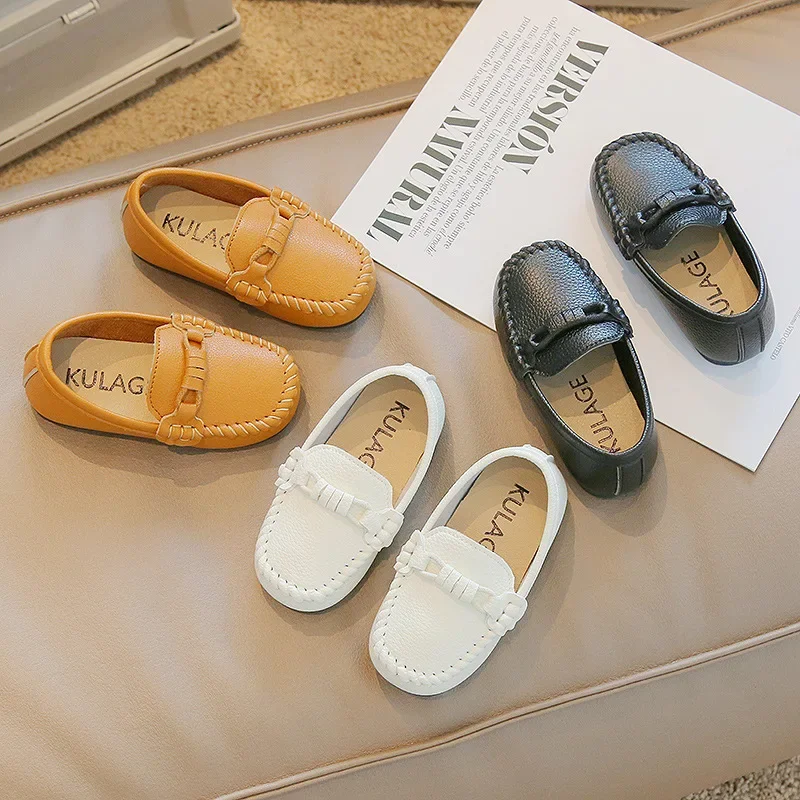 Trendy British Style Children's Leather Shoes Soft Sole Easy To Wear Boys Toddler Shoes Autumn Baby