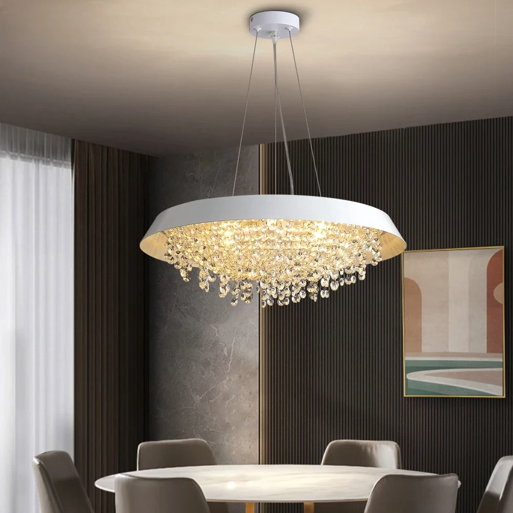 

Modern Luster Crystal Chandelier Luxury Living Dining Room Round Ceiling Hanging Lamp Home Decoration LED Lighting Fixtures