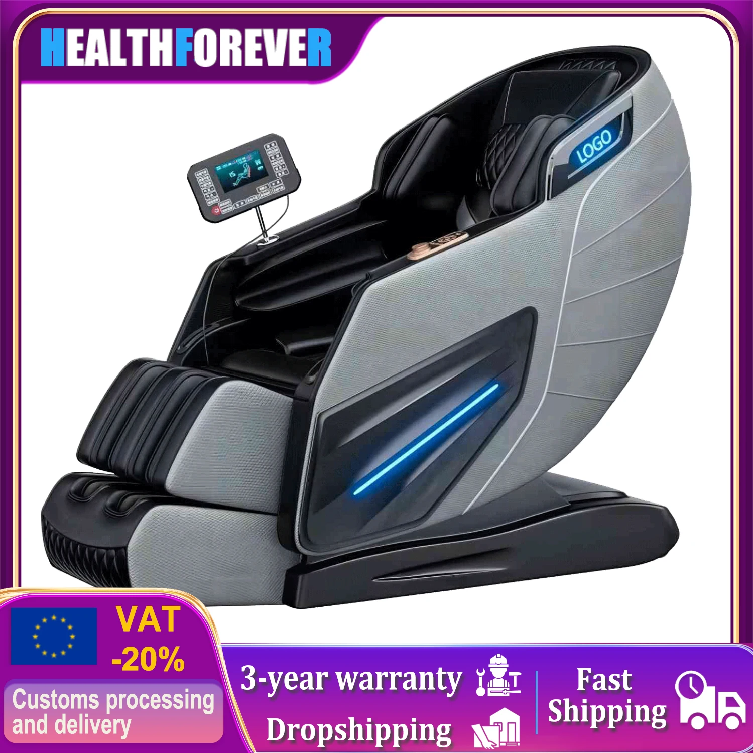 무중력 전신 에어백 마사지 의자, 전기 Sl 트랙 리클라이너, 블루투스 음악 난방, 럭셔리 마사지 의자 소파, 4d