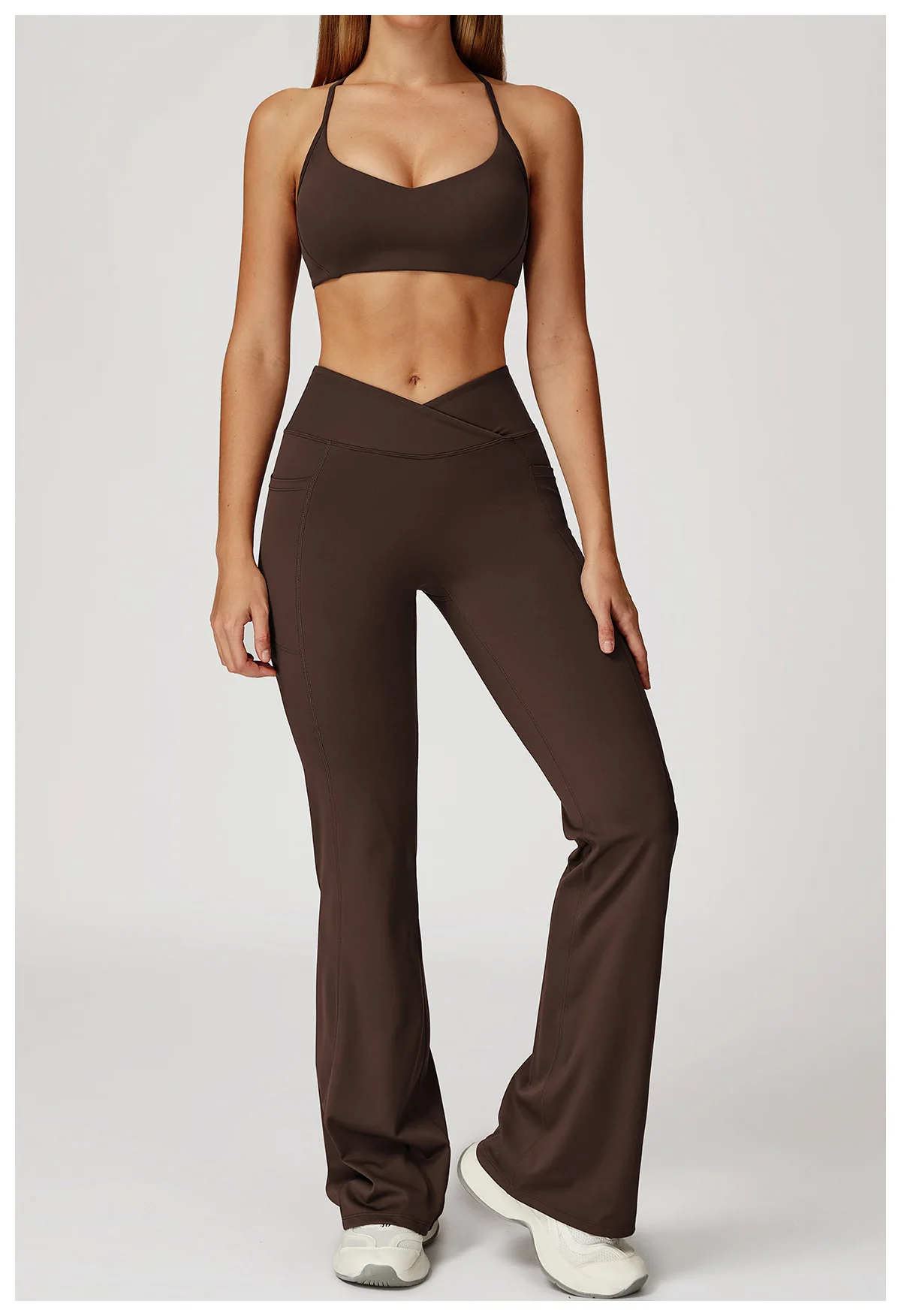 Pantalon Yoga Évasé Taille Haute Femme