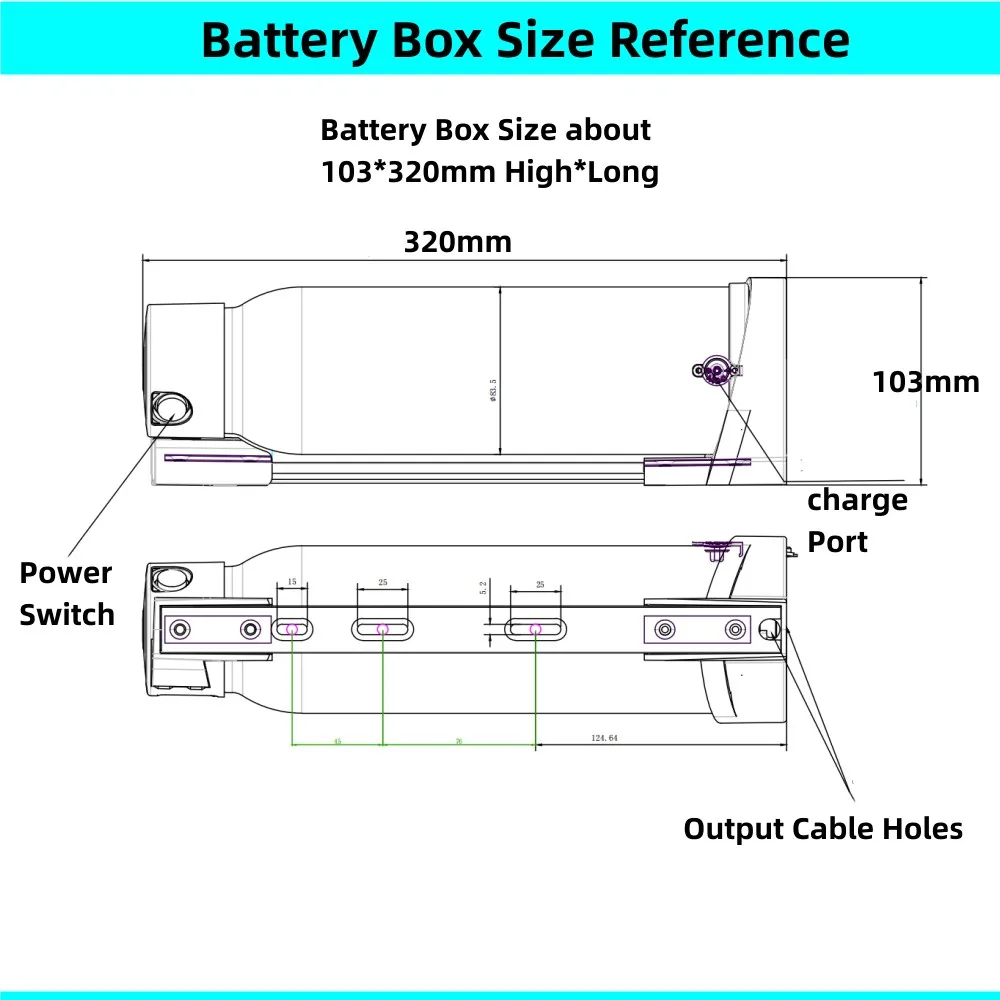 전기 자전거 물병 배터리 박스, 도시 자전거 통근 전기 자전거 배터리 박스 케이스, 블랙, 레드, 블루 색상, 30 개 18650 셀, 36V