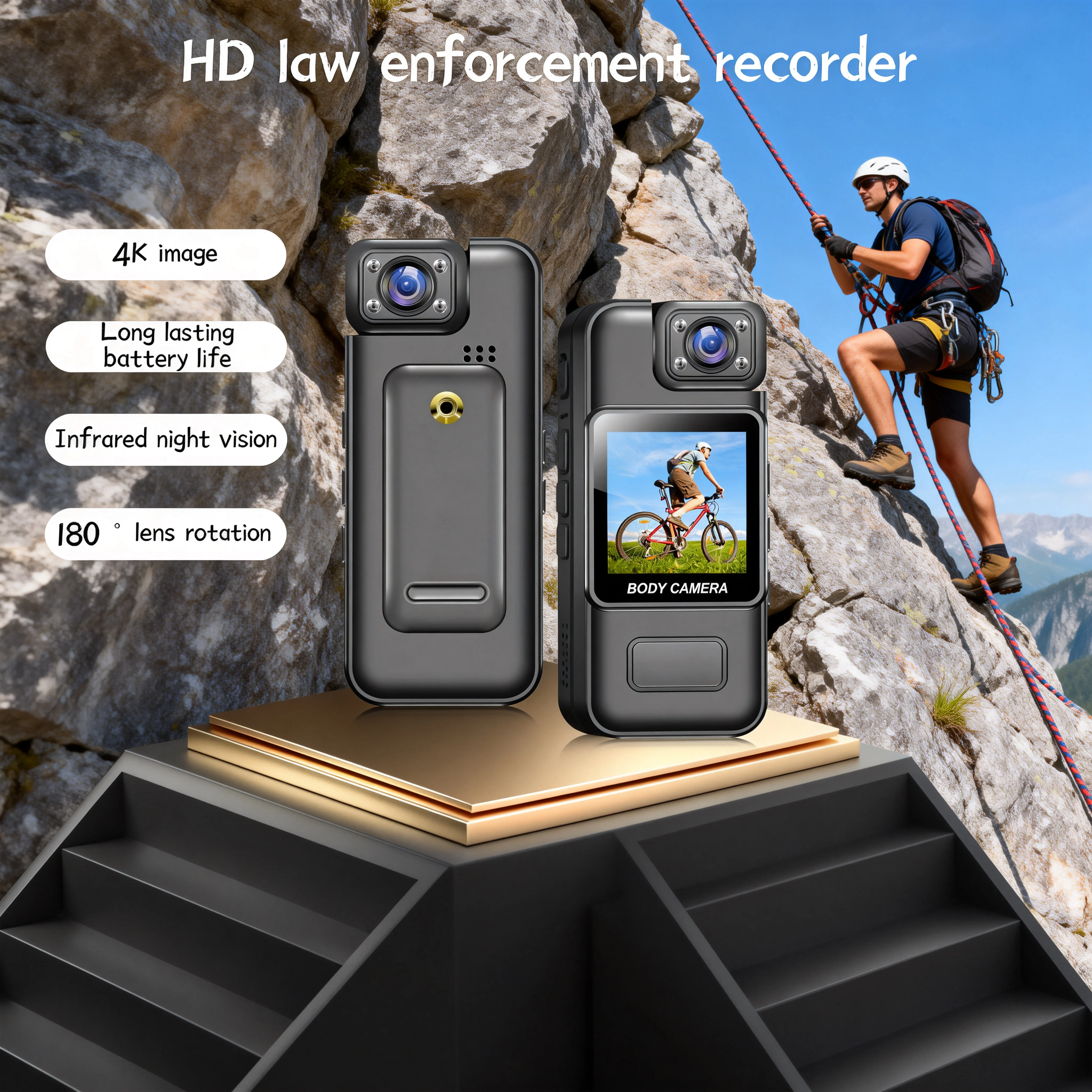 كاميرا 8K محمولة، عدسة 180° قابلة للتدوير