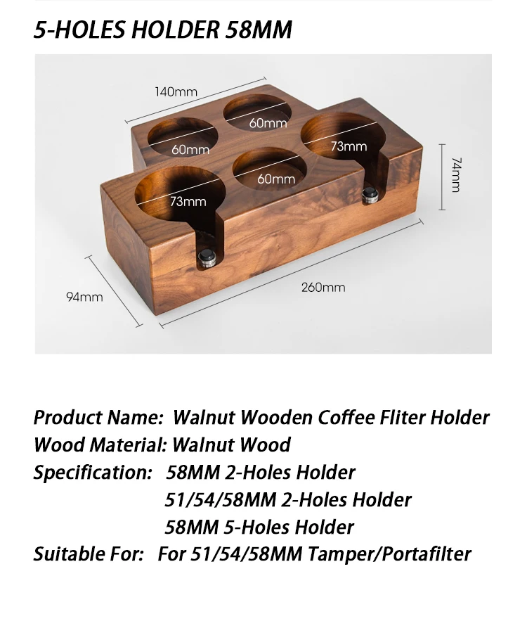 Kaffee-Manipulation ständer Sieb träger halter 51mm 54mm 58mm Walnuss-Verteiler matte Espresso-Rack Kaffee maschine Werkzeug Barista Zubehör – Detail 9