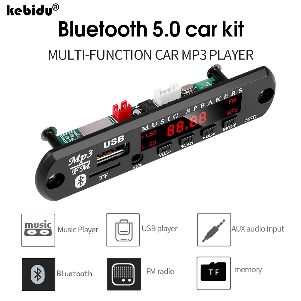 Kebidu Mp3 Wma Decoder Board Usb Fm Tf Radio Modulo Audio Bluetooth Wireless Per Auto Accessori Mp3 Lettore Mp3 Dc 12V 5V