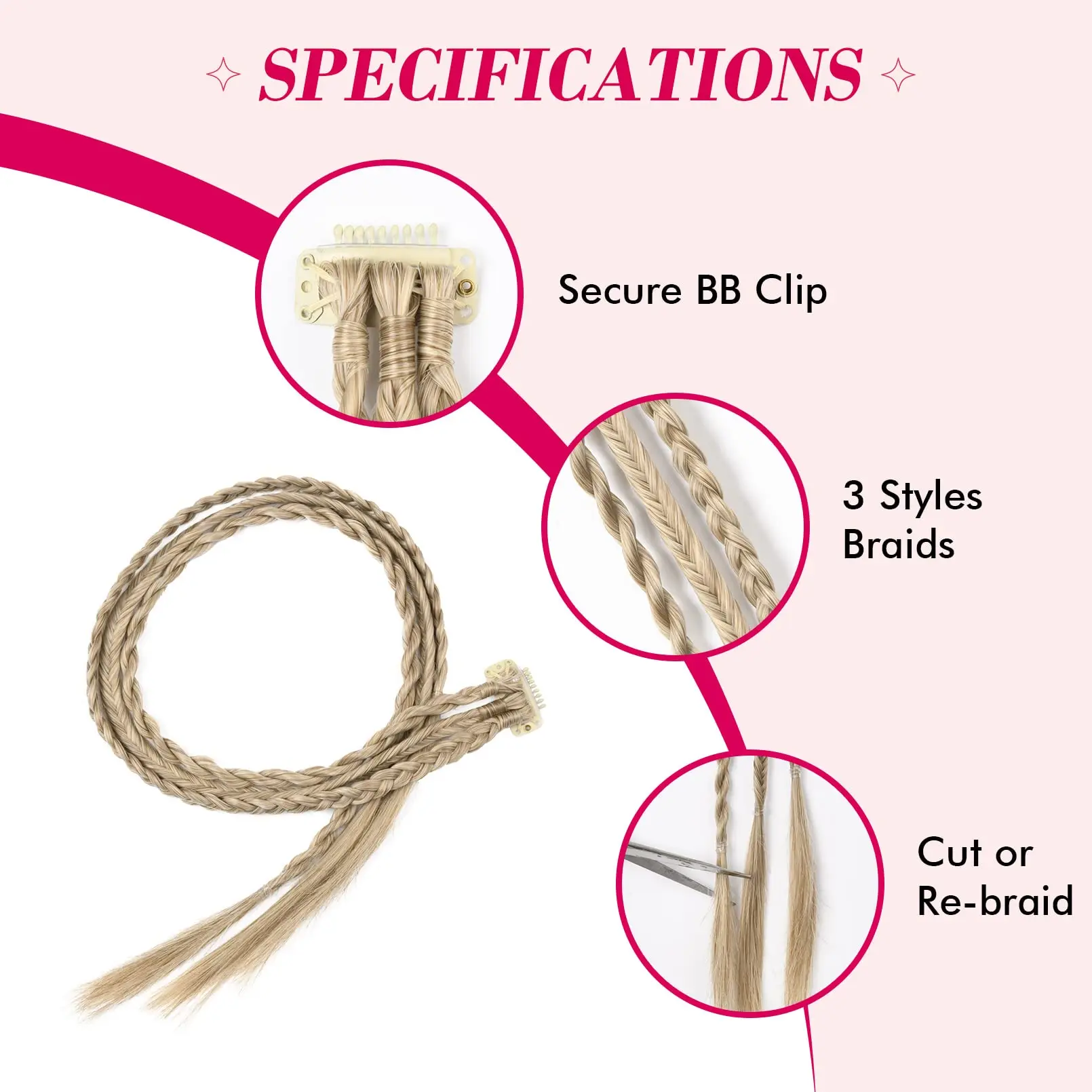 Clip Style Baby Braids Natural Soft Synthetic Hair Patches 6 22 Inch Long Hair extensions