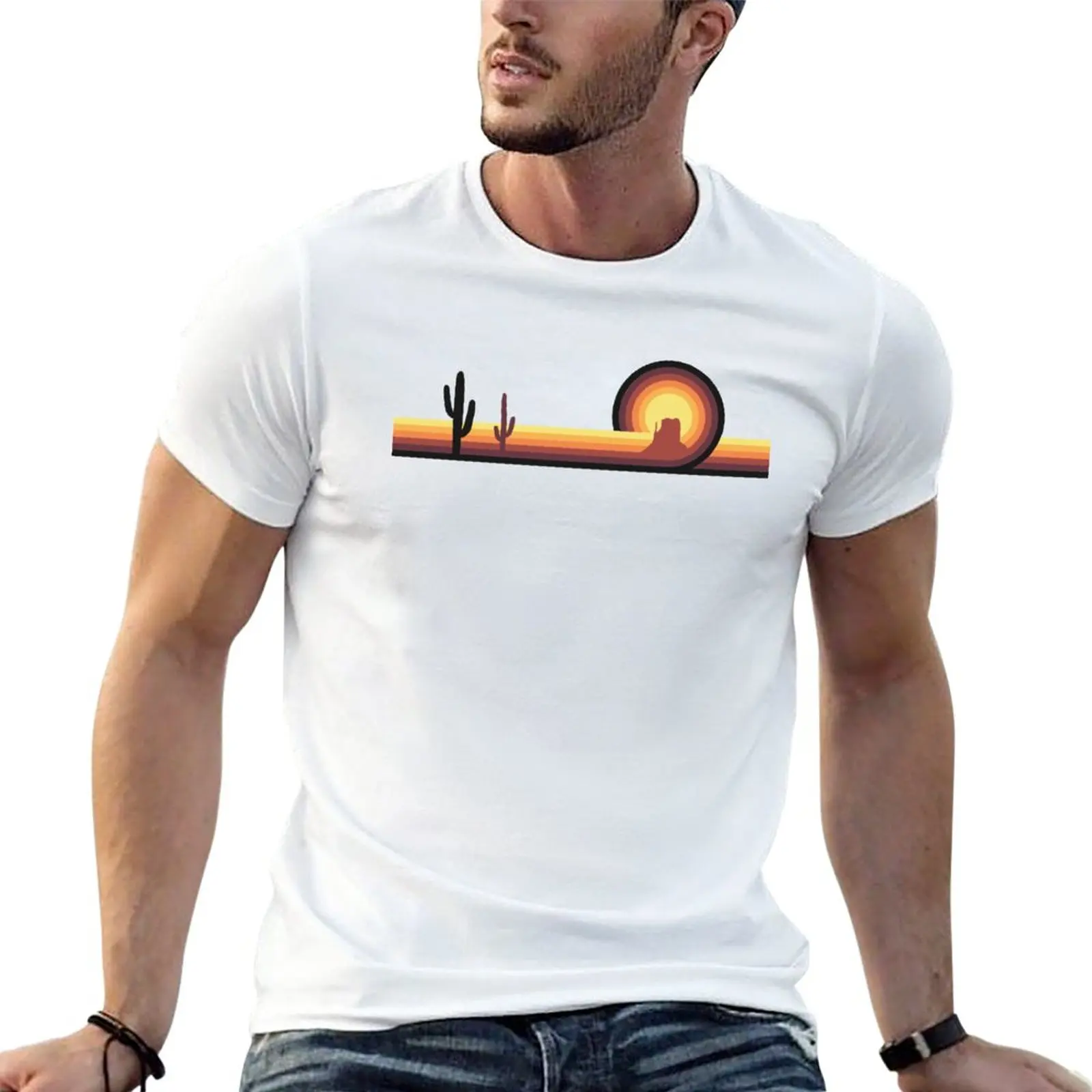 

New Desert Sunset T-Shirt anime clothes t-shirts man plain t-shirt Blouse mens clothes