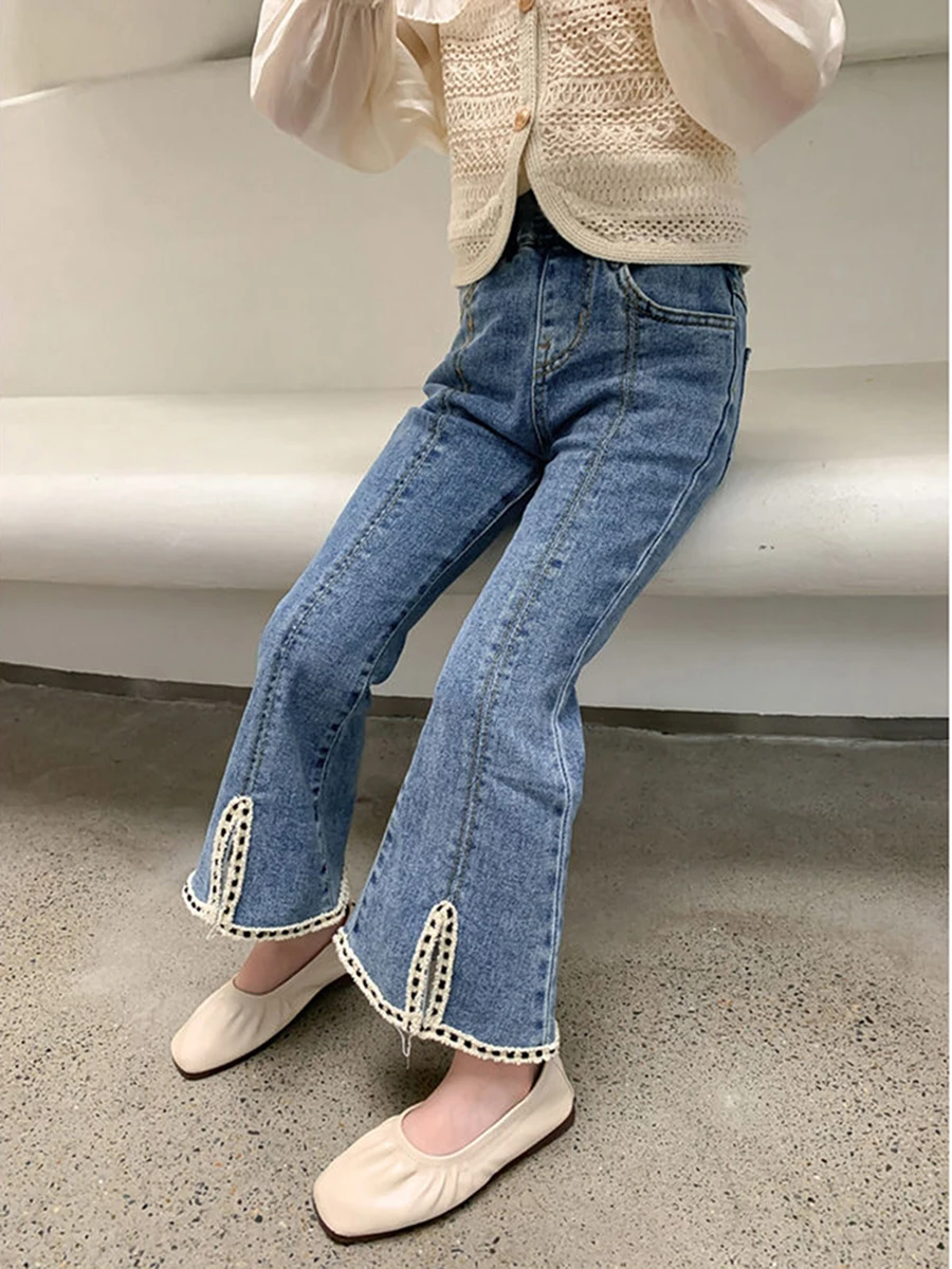 New Design Girl High Mid Waist Bootcut Pants Baby Clothes Flare Boot Cut  Wide Leg Trousers Jeans Bell Bottom - AliExpress