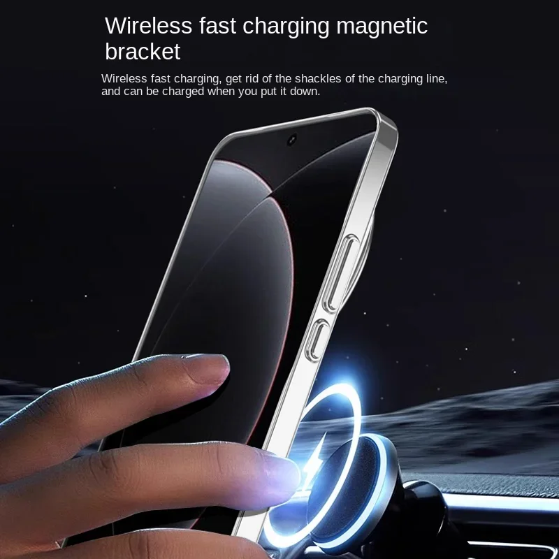 Lens Protection Invisible Stand Case with MagSafe for Wireless Charging - Matte PC Transparent Cover