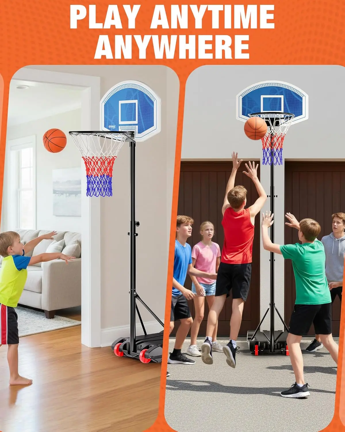 Adjustable Portable LED Basketball Hoop 5