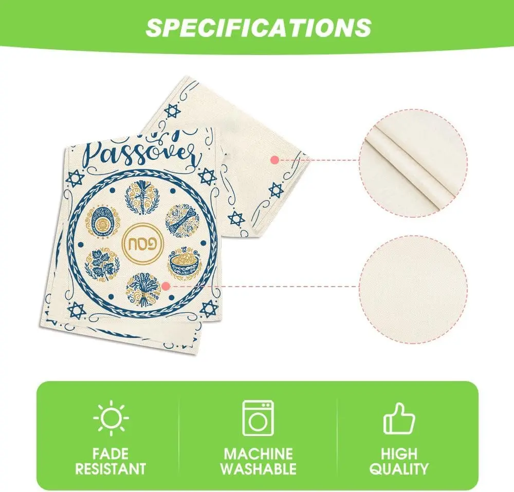 해피 패소 린넨 테이블 러너 주방 식탁 장식 Seder Plate Pesach Matzoh David Jewish Holiday Party Decor의 스타