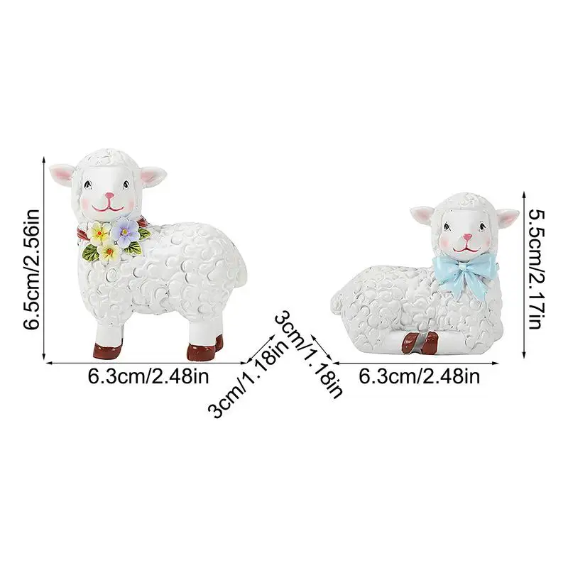 Easter Lamb Decor Cartoon Sheep Home Accent Statue 6cm/2.4inches Spring Garden Resin Figurines Farmhouse Tiered Tray Decor For 6