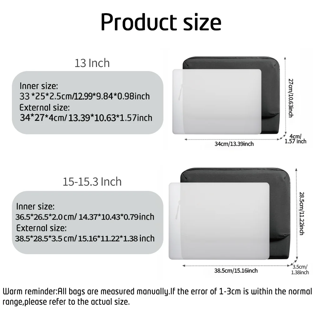 Multi-Compartment Portable Laptop Sleeve, Fits 13-15.3 Inch Devices