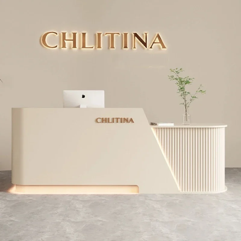 Luxury Furniture Office Beauty Salon Reception Desk Counter Table Reception Aesthetic Spa Receptionist Front Desk Modern Storage