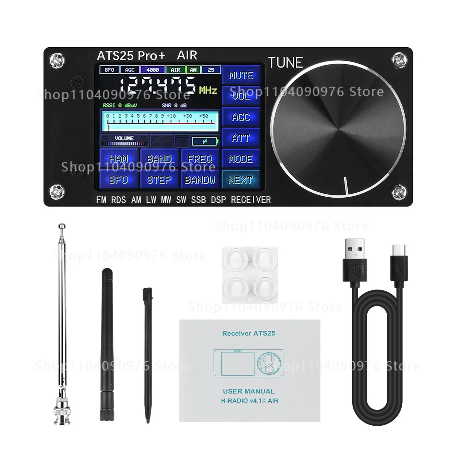 ATS25 Pro + AIR Bluetooth Edition Full Radio Receiver FM SW SSB118Mhz-135.975Mhz
