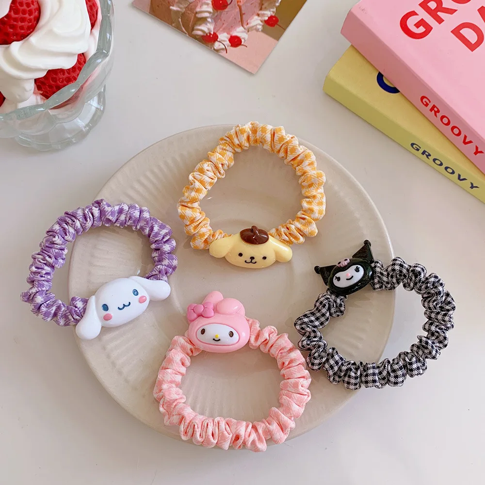 

Kawaii Kuromi My Melody Cinnamoroll Cartoon Simple Hair Ring Large Intestine Ring Hair Rope Head Rope Cute Rubber Band Gift