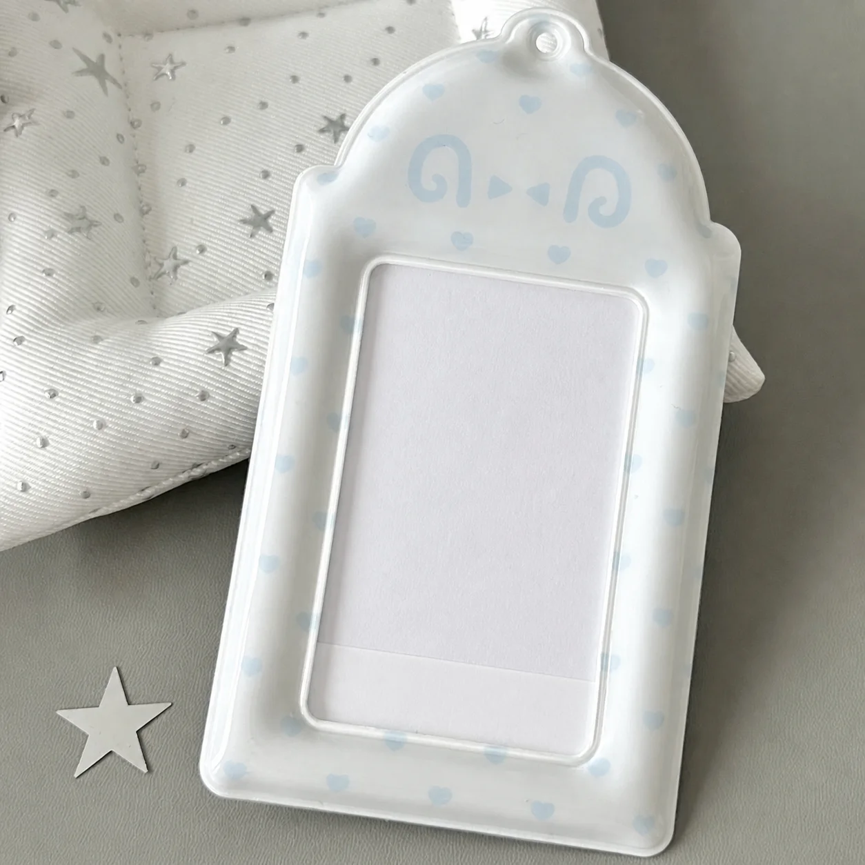 Compact 3-Inch Photocard Holder with Emoticon Charm - Ideal for Campus and Transit Cards