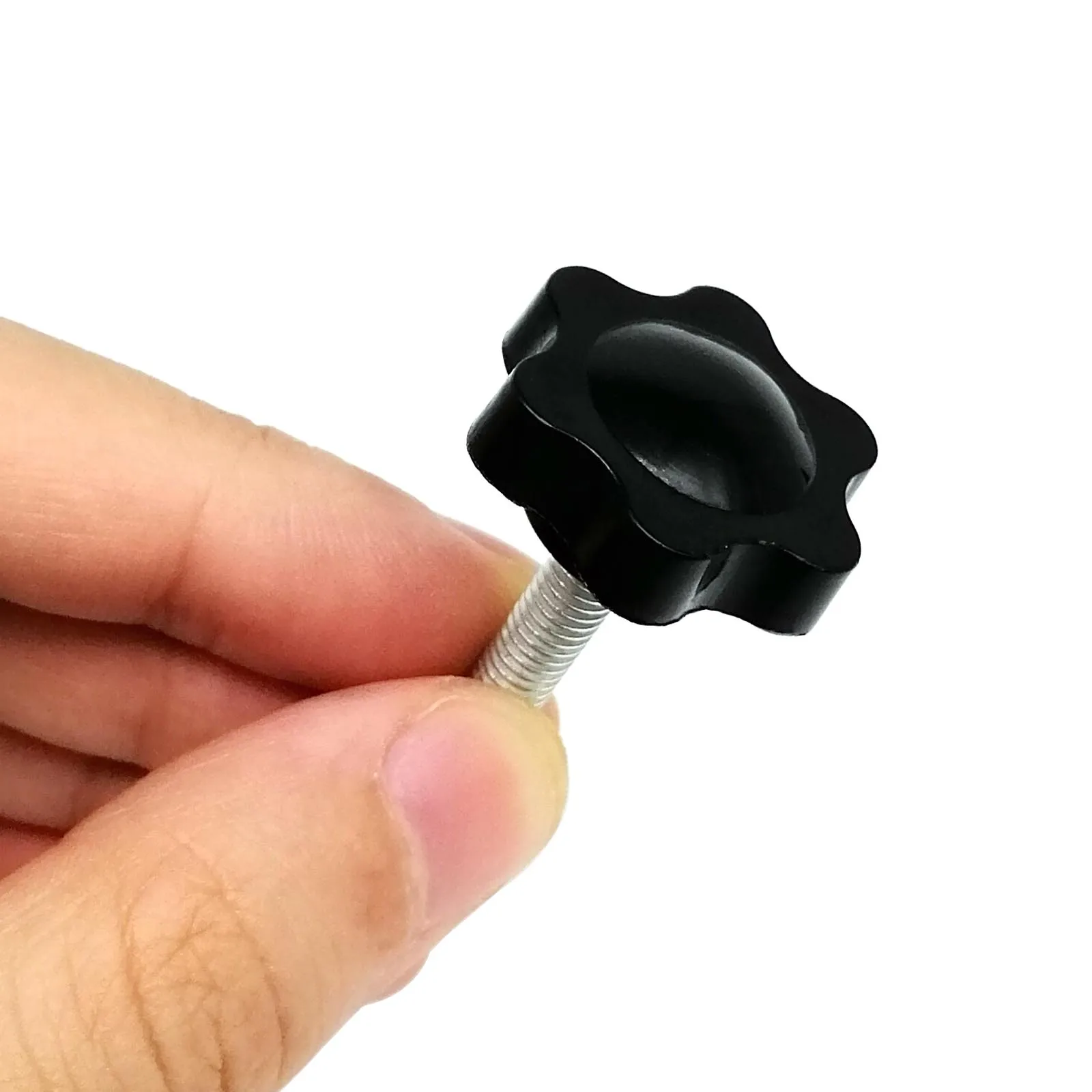 Set of Black Plastic Hand Tighten Thumb Screws with Six-Lobe Head - Adjustable Clamping Bolts (8-100mm Length)