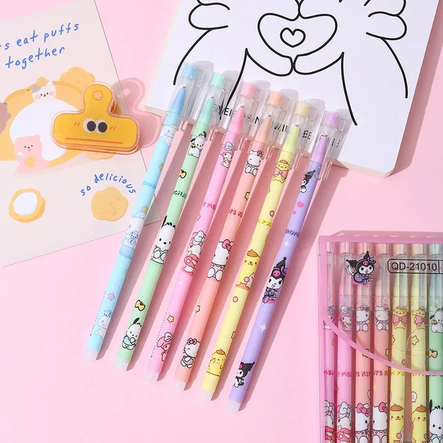 12pcs Sanrio Erasable Neutral Pen Hello Kitty Kuromi Cinnamoroll Student Gel Pens Office Stationery School Supplies Wholesale 6