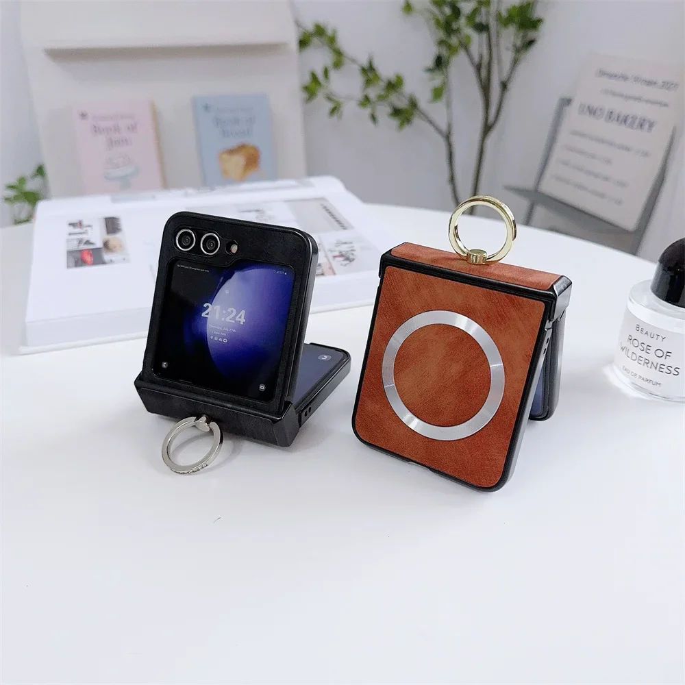 Ultra Thin Magnetic Ring Case with Finger Ring Clip for Samsung Galaxy Z Flip Series